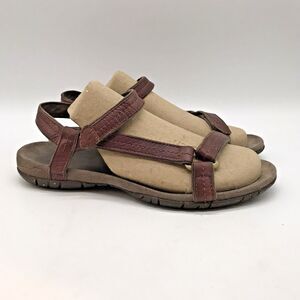 Teva 4218 Brown Leather Sandal Women's 7 Hook & Loop Slip Resistant Strappy Shoe